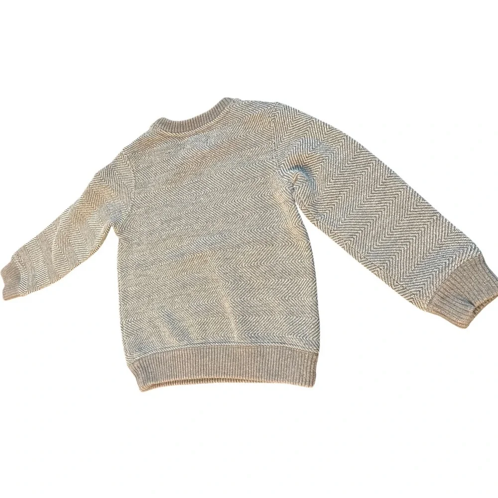 Tucker + Tate Boys Grey Herringbone Chill Chenille Patch Pullover Sweater Size 3